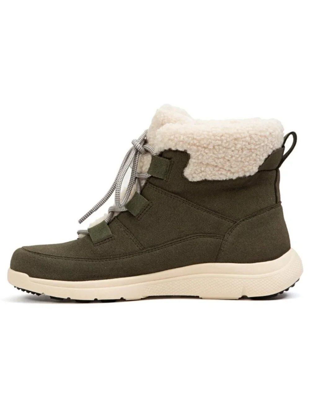 79$ Freeze Faux Suede Faux Fur Winter Snow Boots Women's Size 7 US Olive Green
